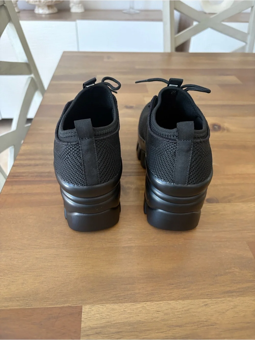 Women’s Black Platform Lace-Up Walking Sneakers